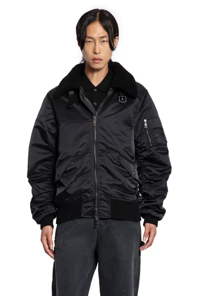 Giorgio Brato Nylon Shearling Jacket In Black