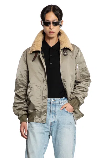Giorgio Brato Nylon Shearling Jacket In Green