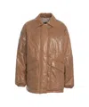 Giorgio Brato Oversized Brown Leather Jacket With Classic Collar In Multi