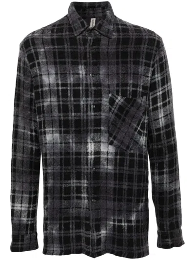 Giorgio Brato Destroyed Check Cashmere Blend Shirt In Black/grey