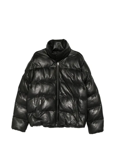 Giorgio Brato Quilted Leather Puffer Jacket In Black