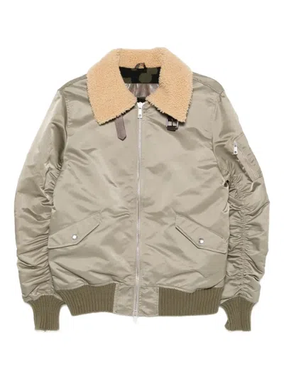 Giorgio Brato Shearling-collar Bomber Jacket In Green