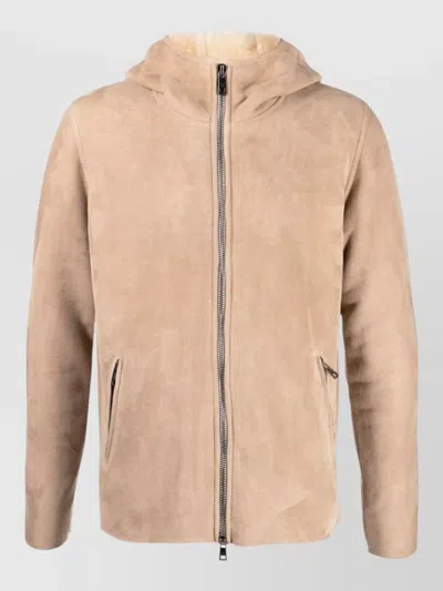 Giorgio Brato Shearling Hooded Bomber Jacket In Brown