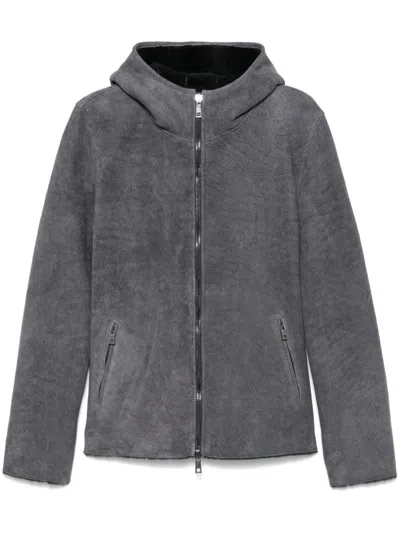 Giorgio Brato Shearling-lining Hooded Jacket In Gray