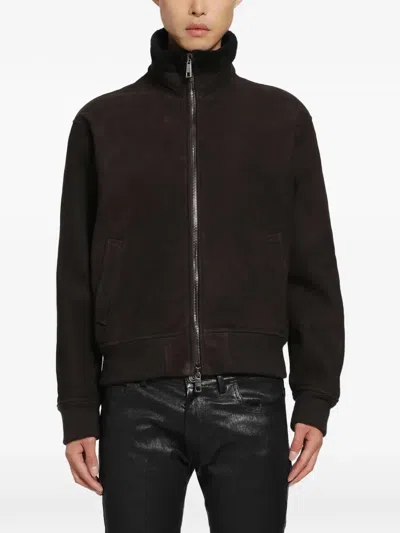 Giorgio Brato Shearling-collar Zip-up Leather Jacket In Black