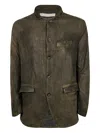 Giorgio Brato Veg Lamb Leather 5 Buttons Blazer In Green