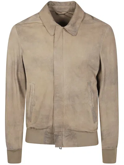 Giorgio Brato Suede Bomber Shirt Neck Clothing In Beige
