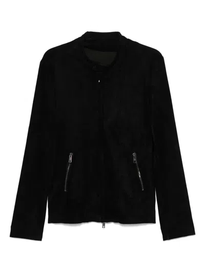Giorgio Brato Zip-up Suede Biker Jacket In Black