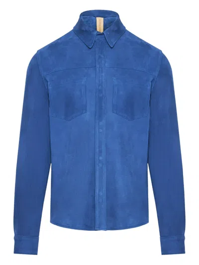 Giorgio Brato Suede Shirt Jacket In Blue