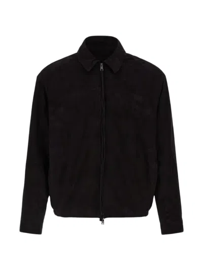 Giorgio Brato Suede Shirt-collar Jacket In Black