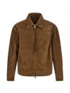 Giorgio Brato Suede Jacket Buttoned Cuffs Elasticated Hem Collar In Brown