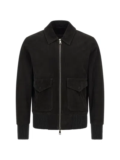 Giorgio Brato Suede-finish Zip-up Jacket In Black