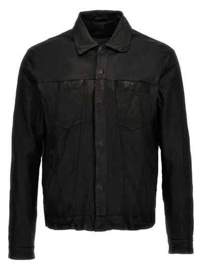Giorgio Brato 'trucker' Leather Jacket In Black