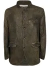Giorgio Brato Veg Lamb Leather 5 Buttons Blazer In Oregano