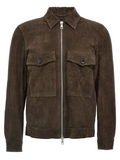 Giorgio Brato Vegetable Tanned Suede Jacket With Classic Collar In Brown