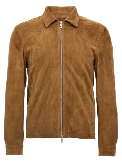 Giorgio Brato Vegetable-tanned Suede Jacket With Classic Collar In Brown