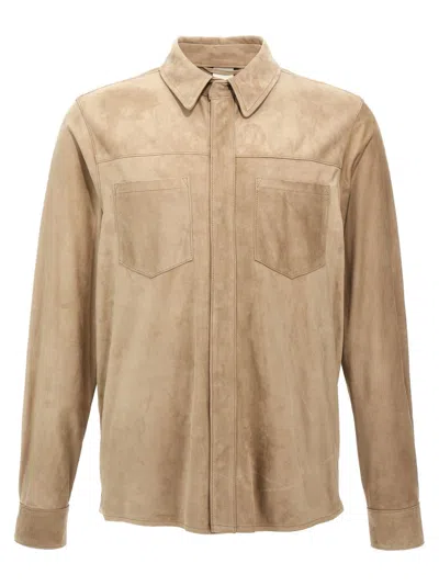 Giorgio Brato Vegetable-tanned Suede Shirt With Snap Button Closure In Neutral