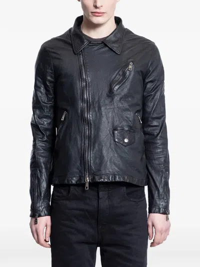 Giorgio Brato Vegetan Zip-up Lambskin Biker Jacket In Black