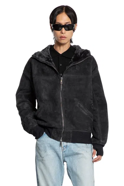 Giorgio Brato Velour Sheepskin Hooded Jacket In Black