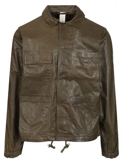 Giorgio Brato Washed Leather Field Jacket In Green