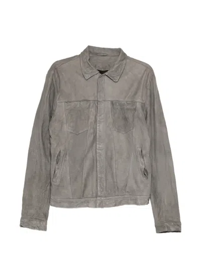 Giorgio Brato Washed Leather Jacket In Gray