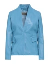Giorgio Brato Woman Suit Jacket Light Blue Size 4 Soft Leather In Blue