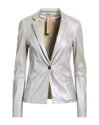 Giorgio Brato Woman Blazer Light Grey Size 6 Leather In Neutral