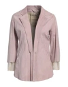 Giorgio Brato Woman Blazer Pink Size 6 Leather, Cotton, Silk In Pink
