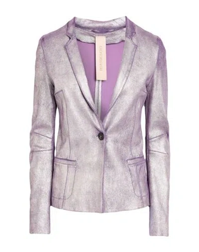 Giorgio Brato Woman Blazer Purple Size 4 Leather