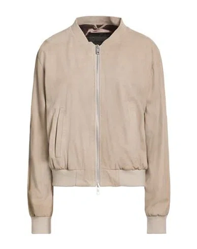 Giorgio Brato Woman Jacket Beige Size 12 Leather In Nude