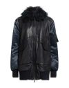 Giorgio Brato Woman Jacket Black Size 6 Leather, Cotton, Nylon In Black