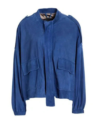 Giorgio Brato Woman Jacket Blue Size M Leather