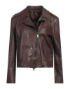 Giorgio Brato Woman Jacket Camel Size 12 Leather In Beige