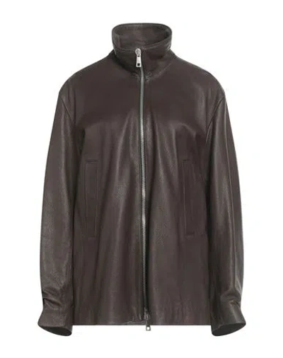Giorgio Brato Woman Jacket Chocolate Brown Size 4 Leather In Black