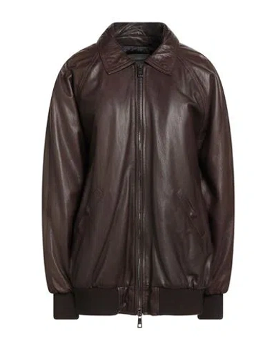 Giorgio Brato Woman Jacket Chocolate Brown Size 8 Leather