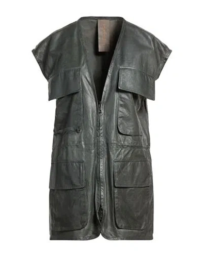 Giorgio Brato Woman Jacket Dark Green Size 6 Leather