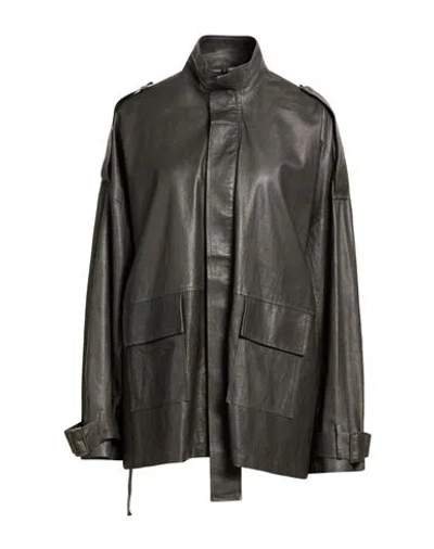 Giorgio Brato Woman Jacket Dark Green Size Xs/s Leather In Gray