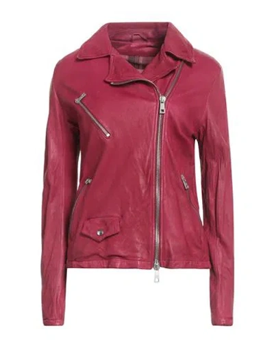 Giorgio Brato Woman Jacket Fuchsia Size 6 Leather In Pink