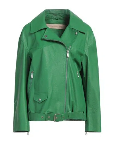 Giorgio Brato Woman Jacket Green Size 12 Leather
