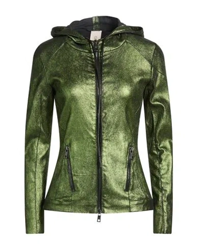 Giorgio Brato Woman Jacket Green Size 4 Leather In Brown