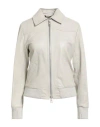Giorgio Brato Woman Jacket Off White Size 6 Leather, Silk, Elastane In Neutral