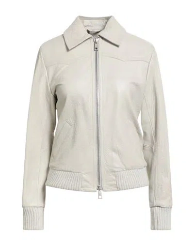 Giorgio Brato Woman Jacket Off White Size 6 Leather, Silk, Elastane In Neutral
