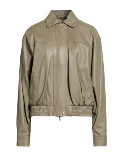 Giorgio Brato Woman Jacket Sage Green Size 4 Leather