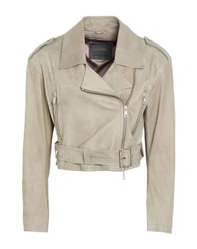 Giorgio Brato Woman Jacket Sage Green Size 8 Leather In Gray