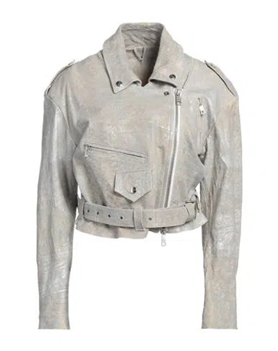 Giorgio Brato Woman Jacket Silver Size 10 Leather