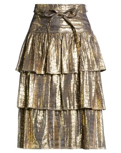 Giorgio Brato Woman Midi Skirt Gold Size 6 Nylon