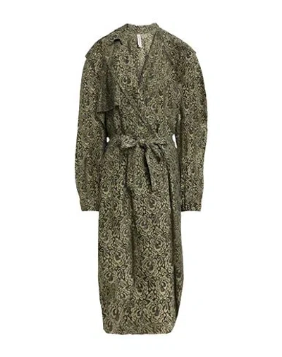 Giorgio Brato Woman Overcoat & Trench Coat Military Green Size 6 Cotton, Polyamide