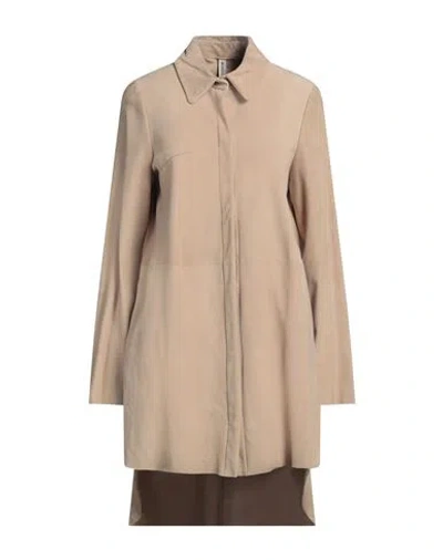Giorgio Brato Woman Overcoat & Trench Coat Sand Size 4 Leather In Neutral
