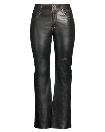 Giorgio Brato Woman Pants Dark Brown Size 2 Leather In Black