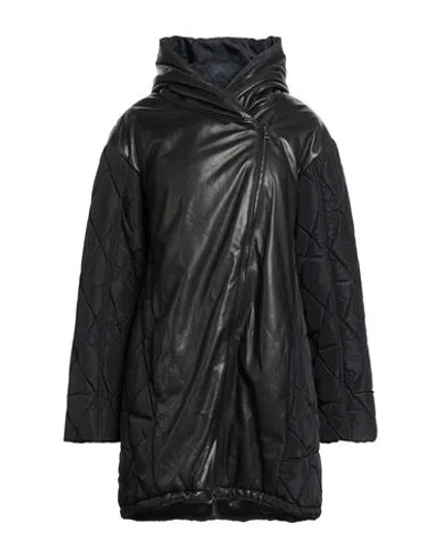 Giorgio Brato Woman Puffer Black Size 4 Leather, Nylon